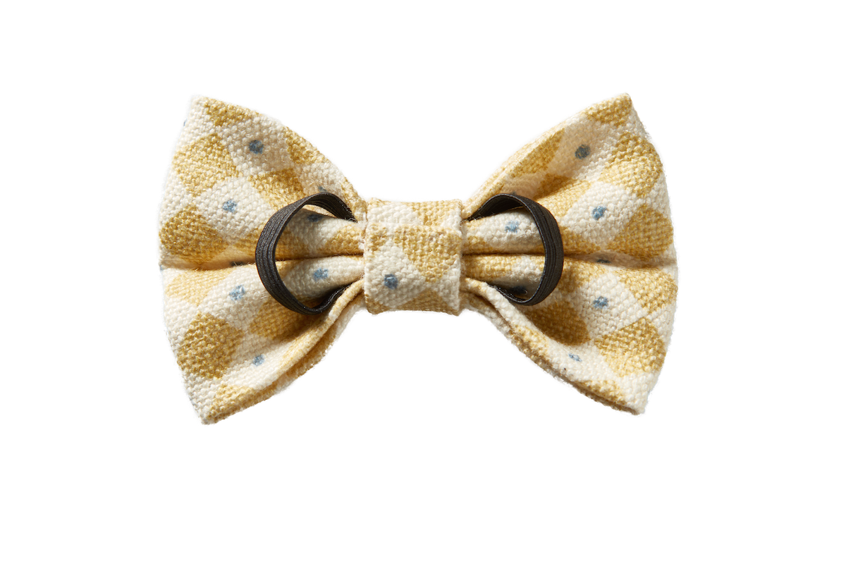 Diamond Dot Mini Dog Bow Tie – Malt Yellow - Image 2